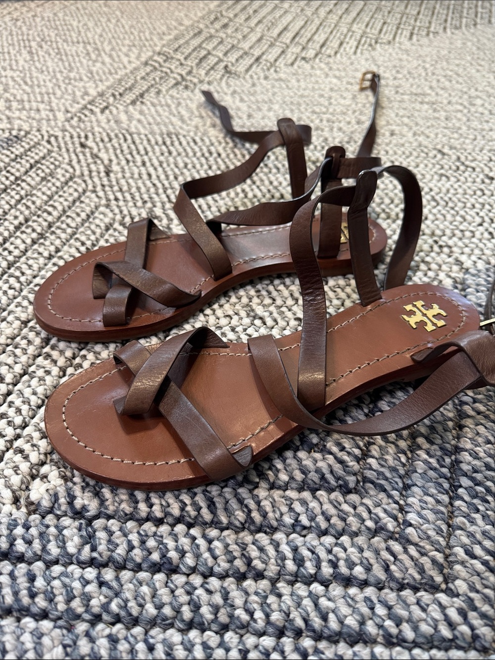 Tory Burch - Paris Brown Leather Strappy Sandals - 8.5 - Picture 5 of 5